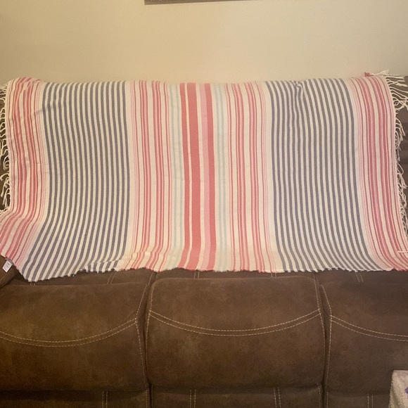 J. Jill Colorful Fringed Throw/Picnic Blanket, Size 4’ x 6’ - Picture 1 of 7